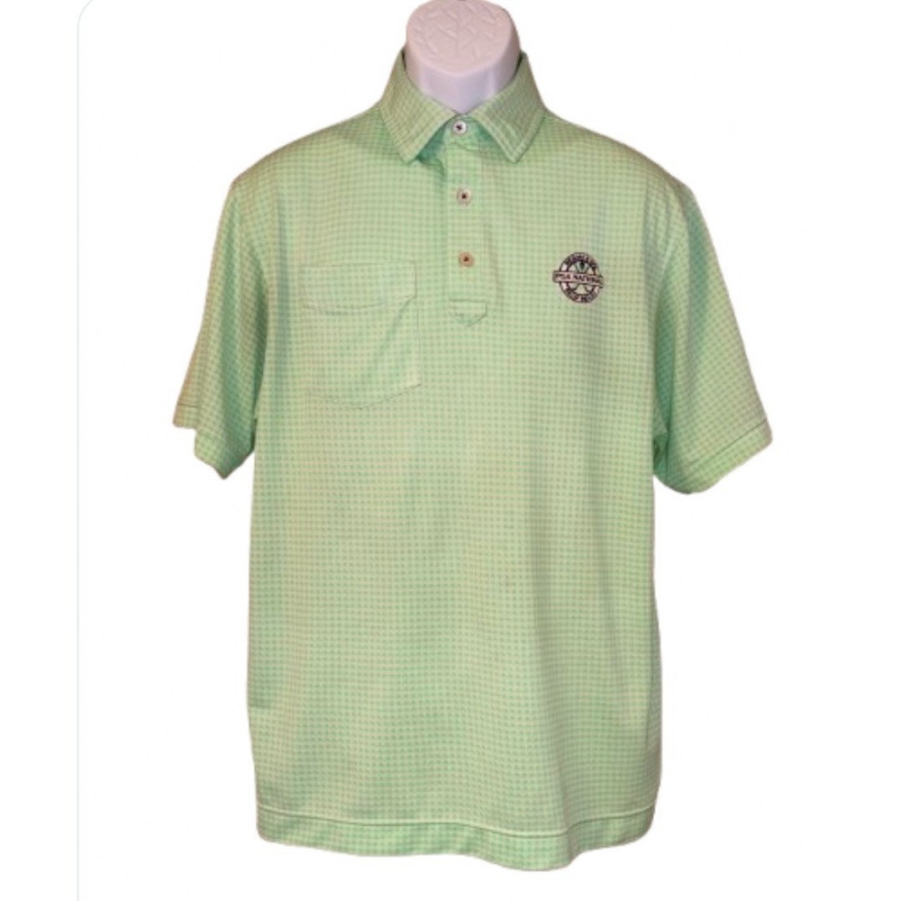 FJ Foot Joy PGA National Resort & Spa Palm Beach Polo Sz M Green Gingham Men's